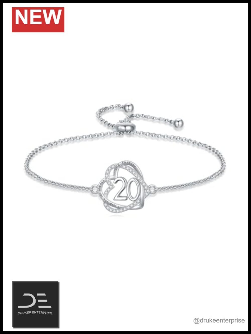 TOUPOP 925 Sterling Silver Heart Links Adjustable Bracelet Women